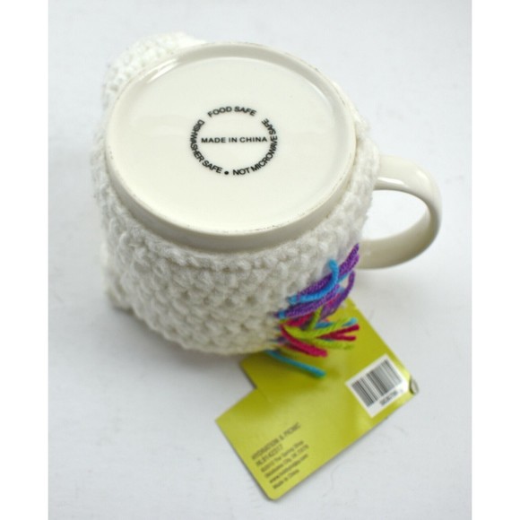 Spring Shop White Mug with Unicorn Knitted Cozy Removable Button - Coffee Cup - Picture 5 of 5